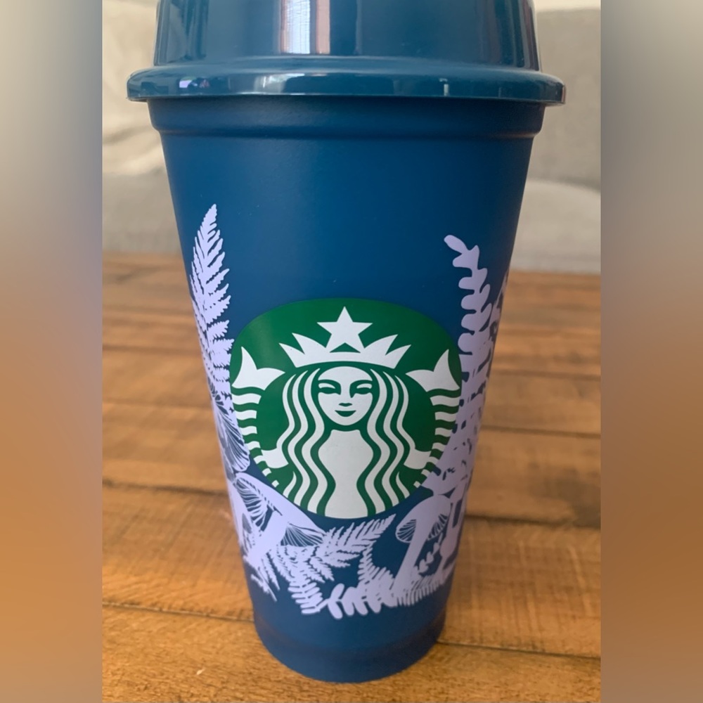 Starbucks Fall 2022 Reusable Blue Forest Vibe Cottagecore Color Changing Cup